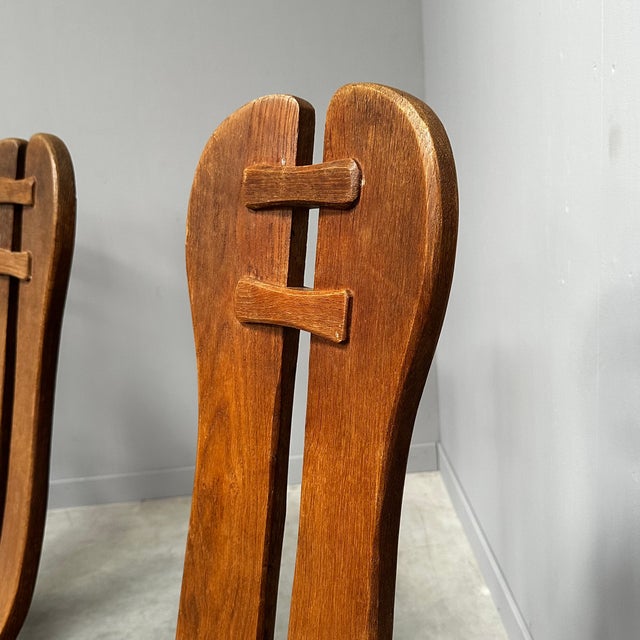 Wood Vintage Dining Chairs attributed to De Puydt, Belgium, 1960s, Set of 4 For Sale - Image 7 of 12