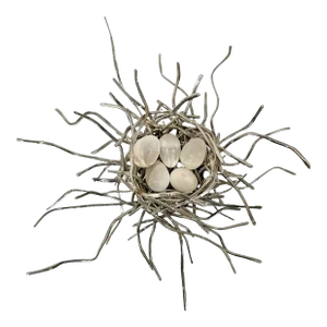 Larry Whiteley Signed Spring Bird Nest Forged Steel & Opalite Eggs Sculpture
