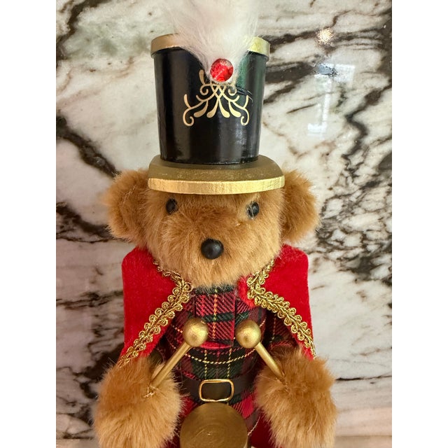 Vintage pair super cute teddy bear nutcracker with Christmas motifs outfits.