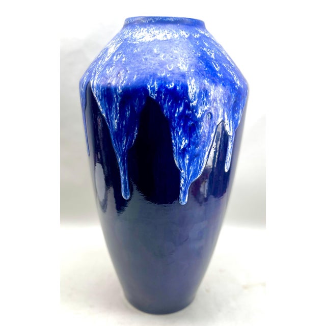 Vintage Large Fat Lava Floor Vase with Cobalt Blue Drip-Glaze 88-40 W-Germany' Large Bay W Germany Classic fat lava Cobalt...