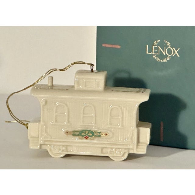 Lenox Holiday Village Porcelain Buildings and Train Cars, Seven-Piece Set For Sale - Image 9 of 12