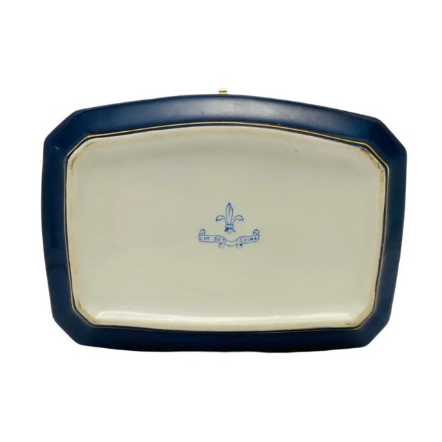 Early 20th Century Antique Limoges Porcelain Dresser Box, Hand Painted Romantic Scene For Sale - Image 9 of 9