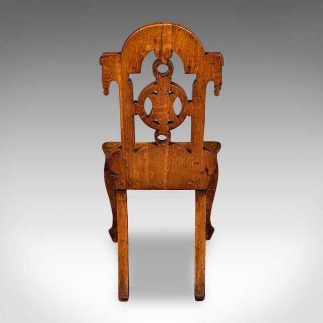 Antique Reception Hall Chair, Scottish, Oak, Side, Occasional Seat, Victorian For Sale - Image 4 of 10