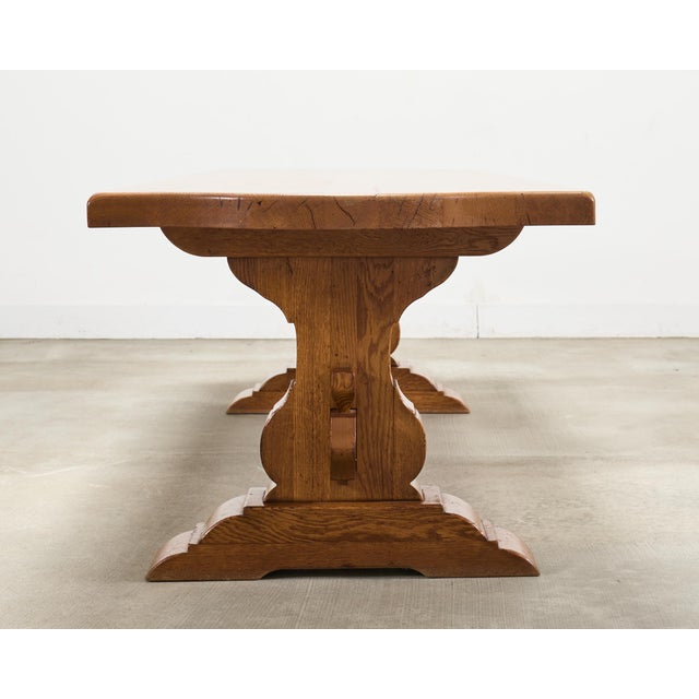 Country French Provincial Oak Farmhouse Trestle Dining Table 8 Ft For Sale - Image 16 of 18