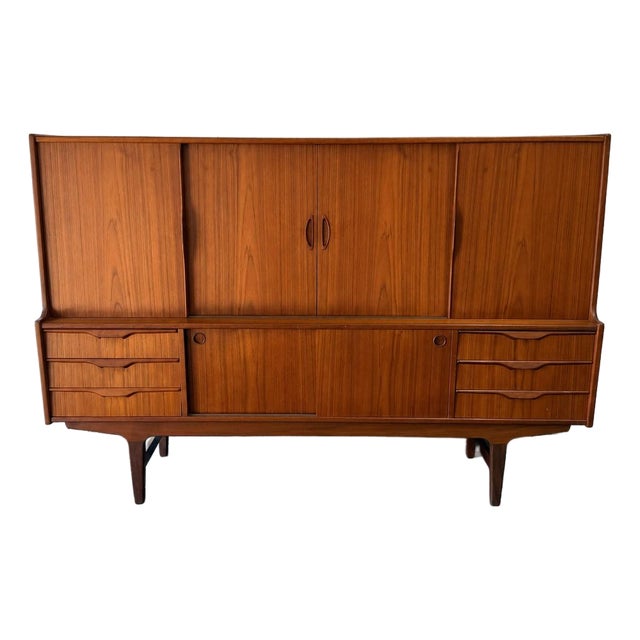 Large Vintage Danish Modern Teak Credenza or Highboard, Circa 1960s Mid Century For Sale