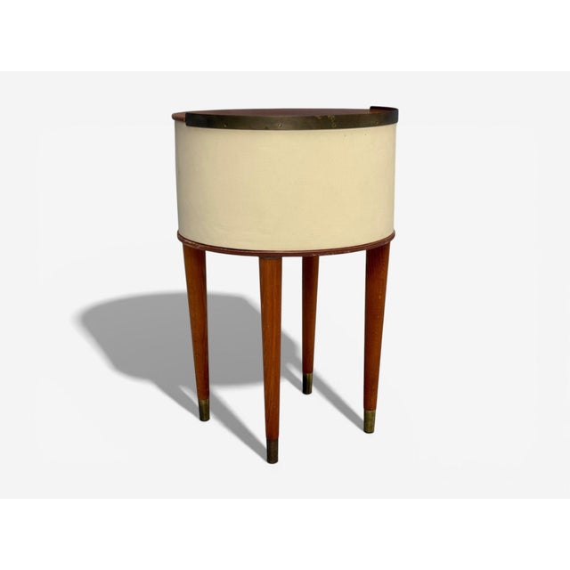 Halvdan Petterson, Nightstands, Leather, Beech, Brass, Sweden, 1950s For Sale - Image 12 of 14