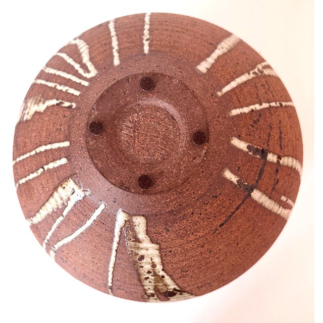 Brown Striking Ceramic Jar Vase with Flowing Glaze by Vivika and Otto Heino For Sale - Image 8 of 12