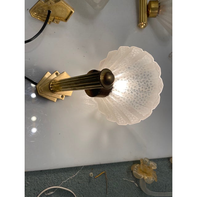 Murano Glass Brass Sconces, 1950s, Set of 3 For Sale - Image 4 of 11