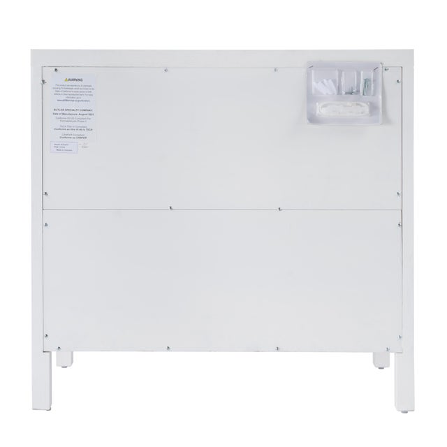 Wood Nora 34 in. W Wood 3 Drawer Chest, White For Sale - Image 7 of 9