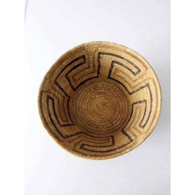 Tan Vintage Woven Basket Bowl For Sale - Image 8 of 13