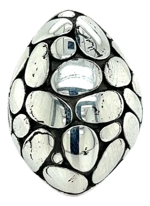 Late 20th Century John Hardy Estate Ladies Kali Pebble Marquise Dome Ring Size 6 Sterling Silver