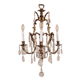 Late 19th Century French Bronze and Crystal Chandelier For Sale