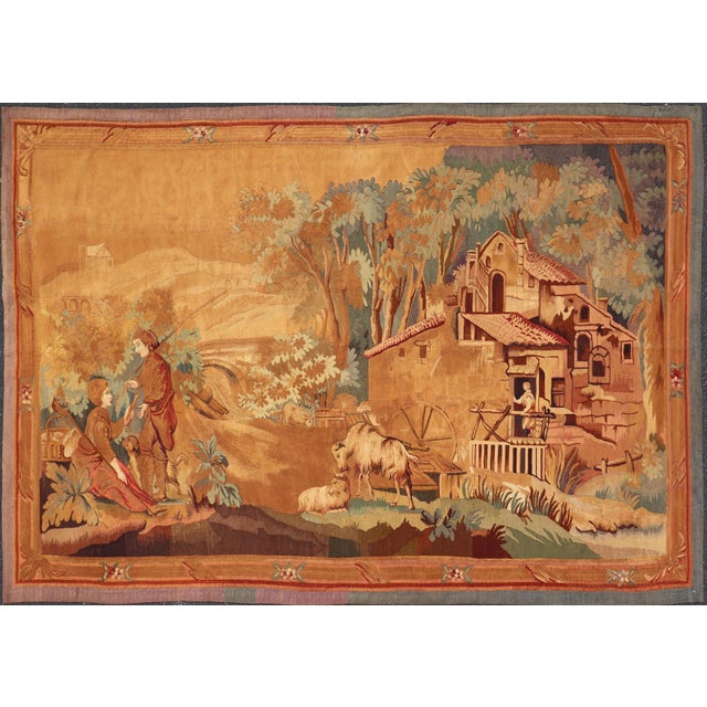 19th Century Antique French Verdure Tapestry With a Countryside Scene For Sale - Image 9 of 16