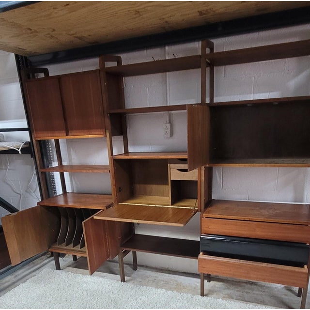 1960s Vintage Freestanding Walnut Room Divider Bookshelf Cabinet ...