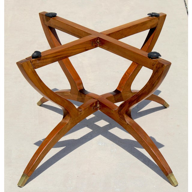 Vintage Moroccan Hand-Engraved Brass Tray Coffee & Side Table Set, 1960s For Sale - Image 15 of 18