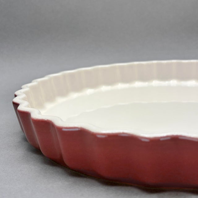 Vintage Emile Henry France Burgundy Red Stoneware Fluted Tart Pan For Sale In New York - Image 6 of 8