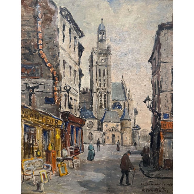 French Early 20th Century French Parisian Oil Painting on Board Signed Rene Malus For Sale - Image 3 of 8