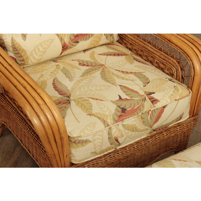 Braxton Culler Braxton Culler Rattan and Wicker Lounge Chair and Ottoman For Sale - Image 4 of 12