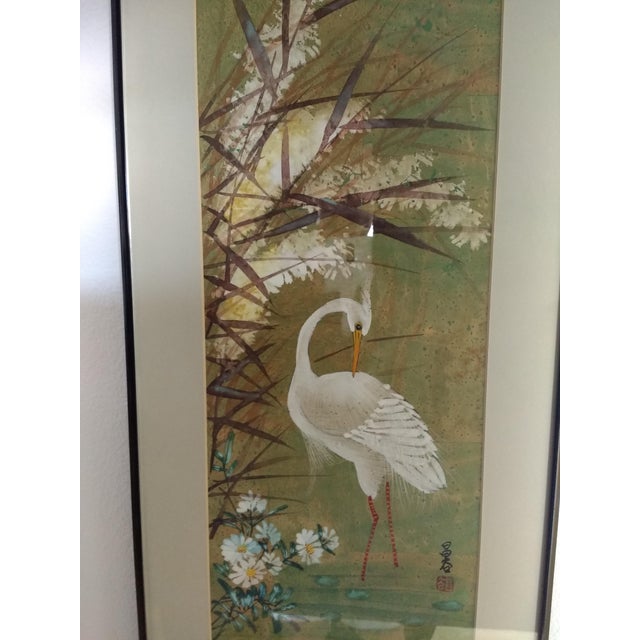 Japanese Original Egret Art Paintings a Pair Chairish