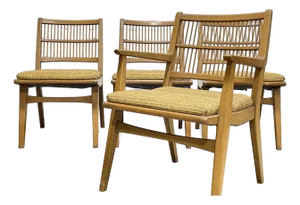Set of 4 Vintage Mid Century Modern Spindle Back Dining Chairs by Red Lion Furniture Co.