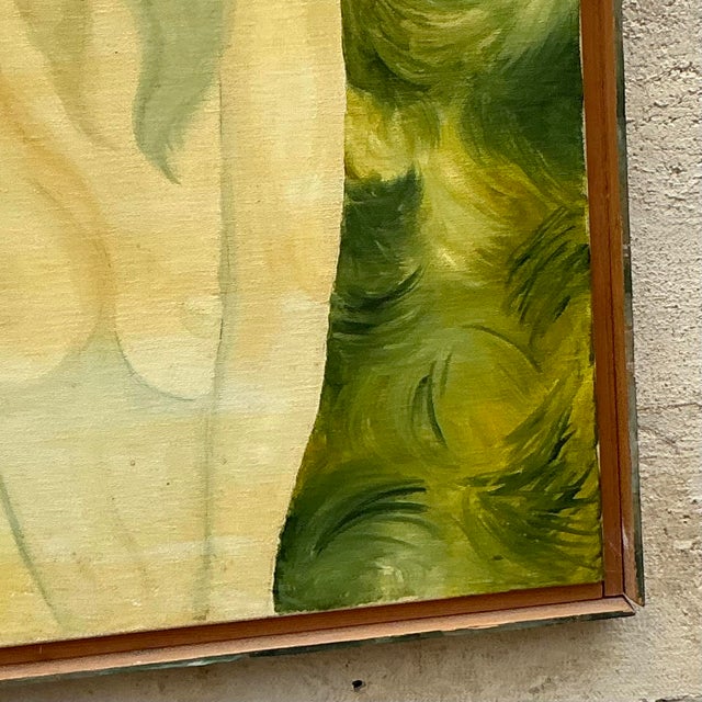 1980s Vintage Boho Original Nude Figurative Oil Painting on Canvas For Sale - Image 5 of 8