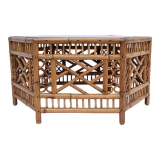 Brighton Pavillion Hexagon Rattan Bamboo Coffee or Cocktail Table For Sale