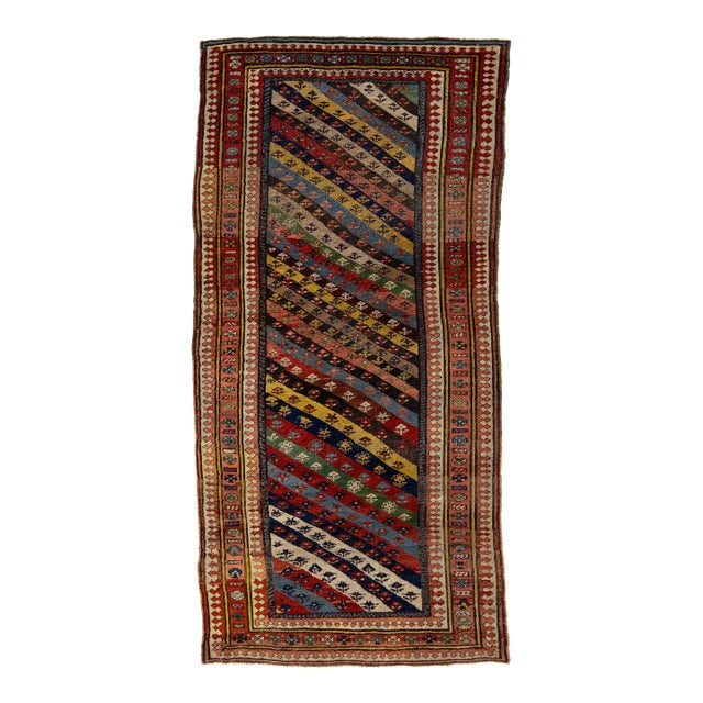4 X 9 Antique Persian Afshar Wool Rug Handmade With Allover Multicolor Pattern For Sale