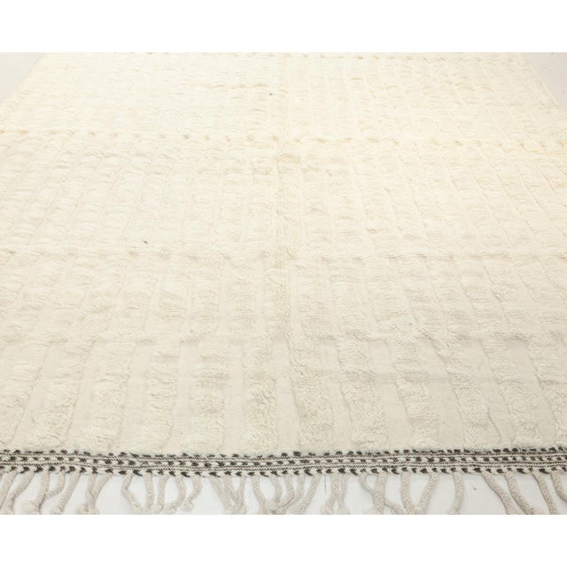"Brique" Contemporary Moroccan Solid Cream Hand-Knotted Rug by Doris Leslie Blau For Sale - Image 4 of 8
