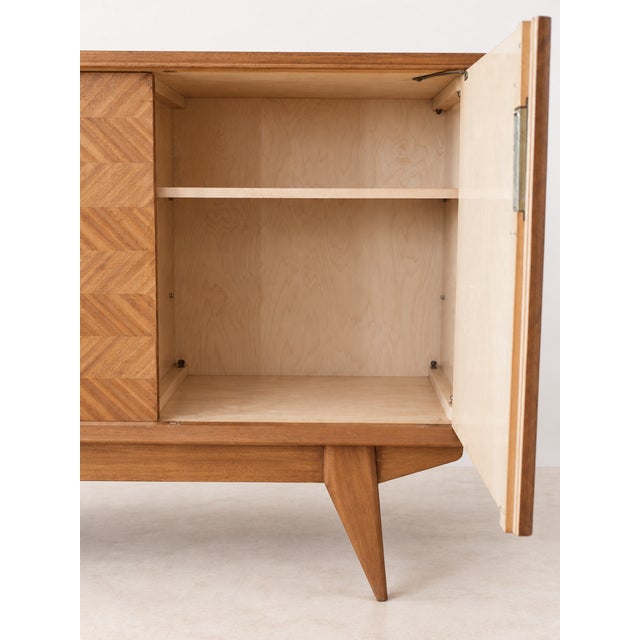 Vintage Teak Herringbone Sideboard, 1950s For Sale - Image 9 of 14