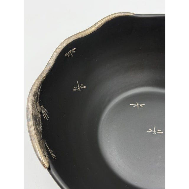 1980s Emilia Castillo Pure Silver Lizard & Black Porcelain Bowl, Mexican Silver Art For Sale - Image 13 of 18