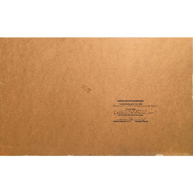 Paint 'Sunset, San Francisco Bay' by Victor Papkov, 1988; Impressionist Seascape For Sale - Image 7 of 9