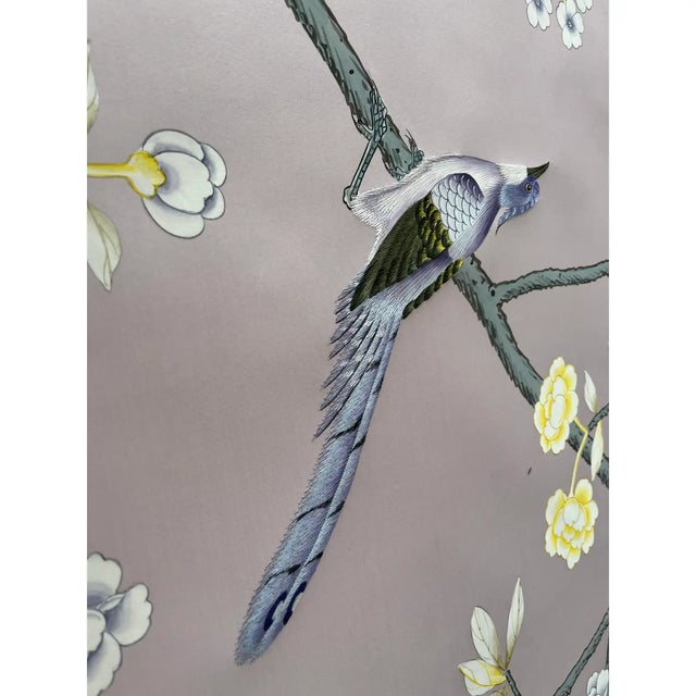 Chinoiserie Mural Hand Painted Floral Wallpapers - 4 Panels For Sale - Image 4 of 6
