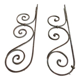 Antique Victorian Iron Brackets - A Pair For Sale