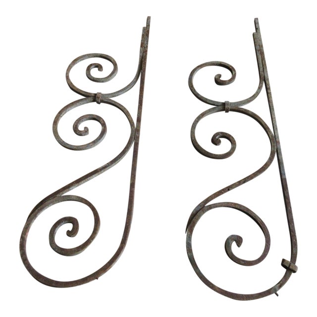 Antique Victorian Iron Brackets - A Pair For Sale