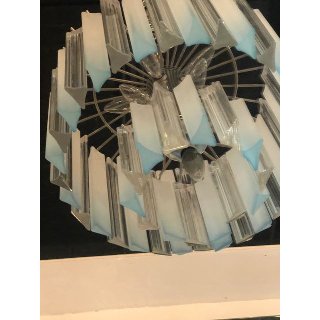 Metal Vintage Hollywood Regency Aqua Blue Lucite Chandelier For Sale - Image 7 of 11