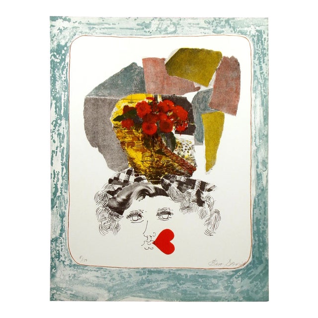 Abstract Expressionist Eva David "Composition" Hand Signed Unframed Lithograph Art For Sale