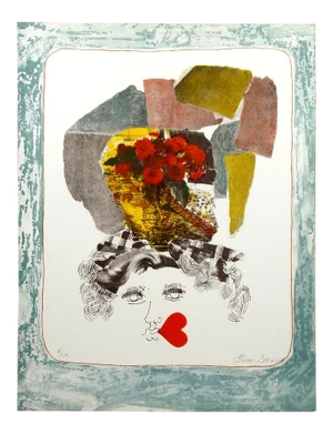 Abstract Expressionist Eva David "Composition" Hand Signed Unframed Lithograph Art
