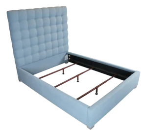 Bernhardt Avery Fabric Modern Blue Panel Tufted Queen Size Bed