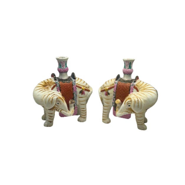 Mottahedeh Vintage Mottahedeh Elephant Candleholders, Pair For Sale - Image 4 of 4