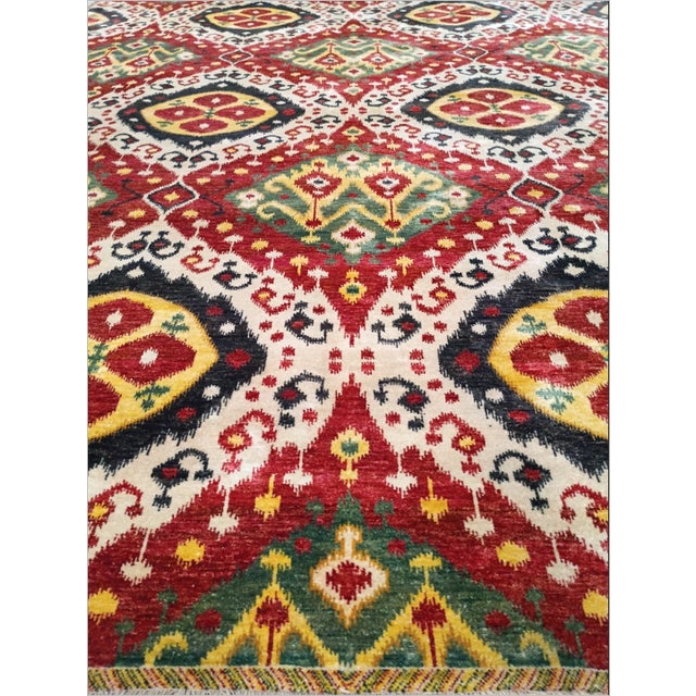 Genuine Hand-Knotted Ikat Rug. 8'x 10'3" For Sale - Image 9 of 17