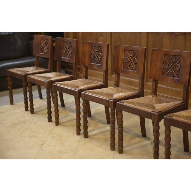 Oak Chairs by Charles Dudouyt, 1950s, Set of 6 For Sale - Image 9 of 13