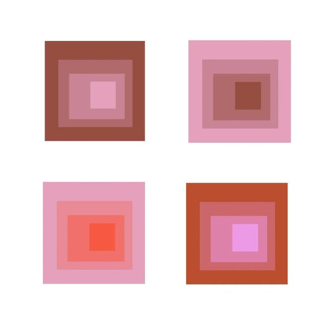 Printmaking Materials Abstract Geometric Color Study in Warm Pinks - Set of 4 20" X 20" For Sale - Image 7 of 7