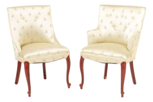 Floral Silk Upholstered Chairs, 2