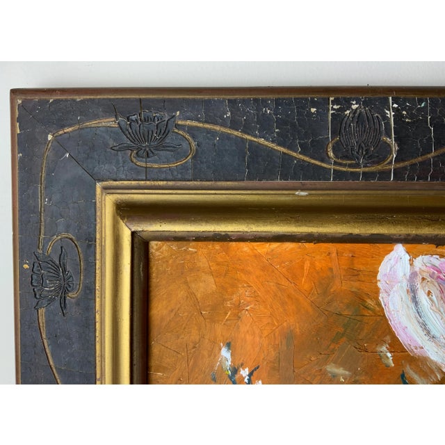 Mid 19th Century Floral Still Life - Framed Oil Painting on Board For Sale - Image 12 of 13