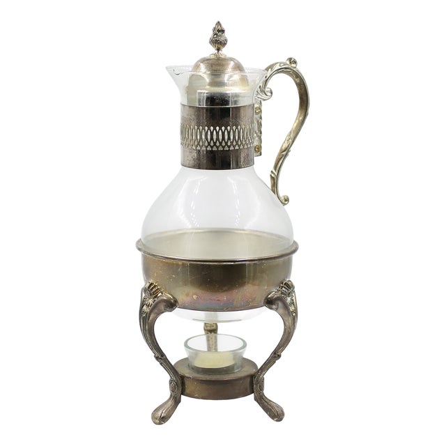 Art Nouveau Silver-Plated Jug on a Warmer, 1890s For Sale