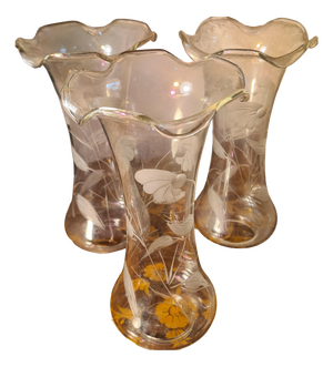 Engraved and Chiseled Glass Vases from Baccarat, 1900, Set of 3