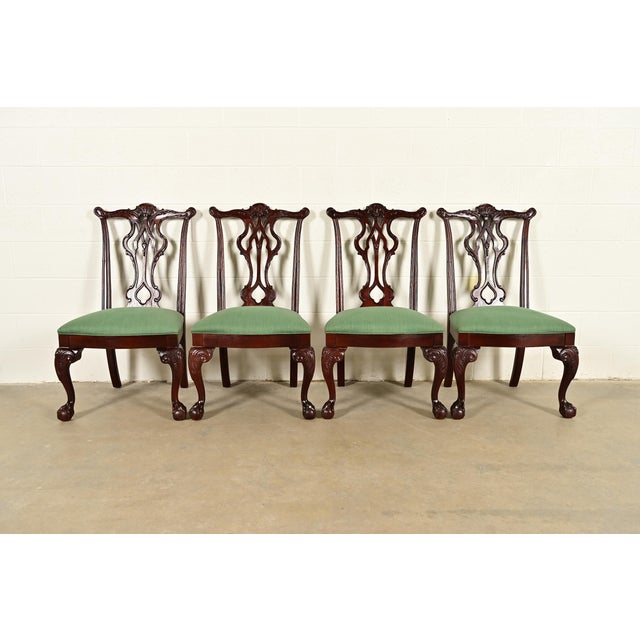 Thomasville Chippendale Carved Mahogany Dining Chairs, Set of Four For Sale - Image 13 of 13
