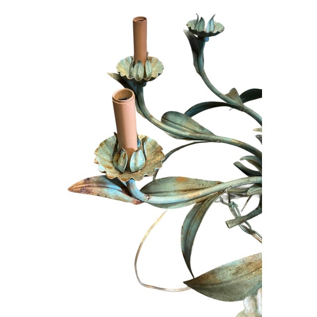 Vintage Tole Chandelier With Palm Leaves - 10 Branches For Sale - Image 4 of 7