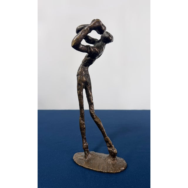 1950s Mid-Century Modern Abstract Brutalist Cast Bronze Male Figure Sculpture - Giacometti Style For Sale - Image 4 of 6