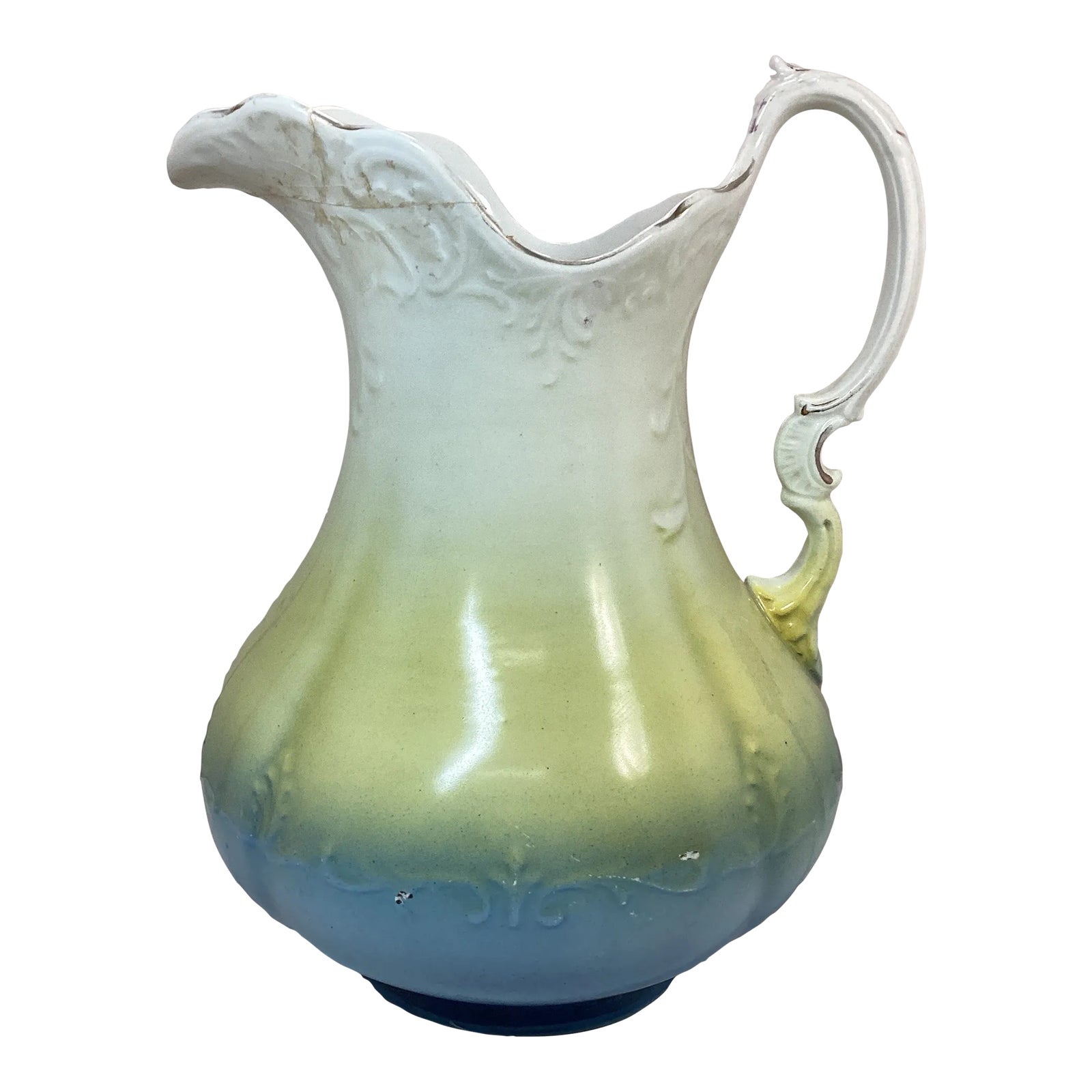 Early 1900s Antique Colonial Pottery Pitcher | Chairish